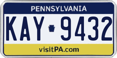 PA license plate KAY9432