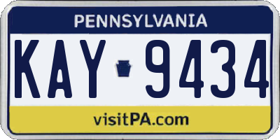 PA license plate KAY9434