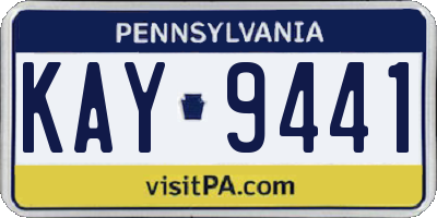 PA license plate KAY9441