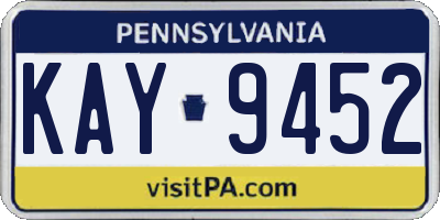 PA license plate KAY9452