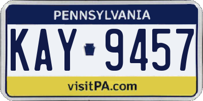 PA license plate KAY9457