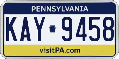 PA license plate KAY9458