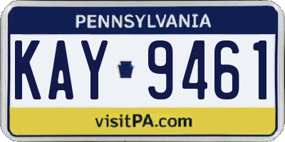 PA license plate KAY9461