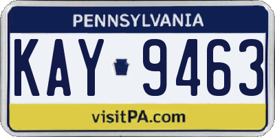 PA license plate KAY9463