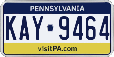 PA license plate KAY9464
