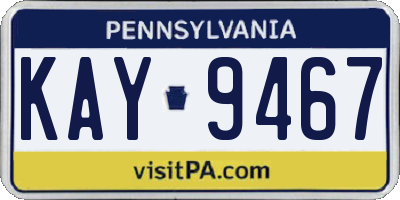 PA license plate KAY9467