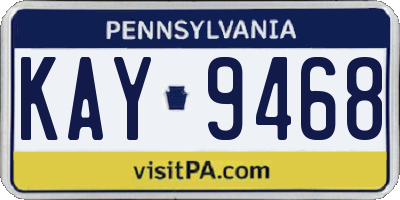 PA license plate KAY9468