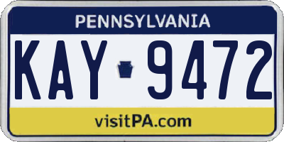 PA license plate KAY9472
