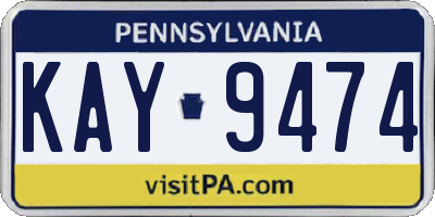 PA license plate KAY9474