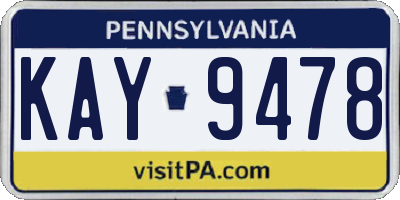 PA license plate KAY9478