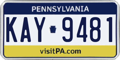 PA license plate KAY9481