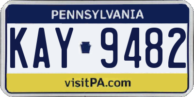 PA license plate KAY9482