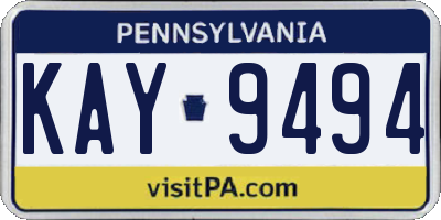 PA license plate KAY9494