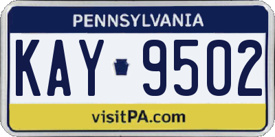 PA license plate KAY9502