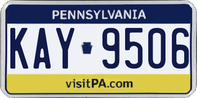 PA license plate KAY9506