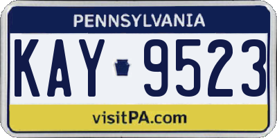 PA license plate KAY9523