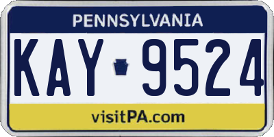 PA license plate KAY9524
