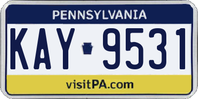 PA license plate KAY9531
