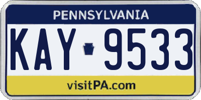 PA license plate KAY9533