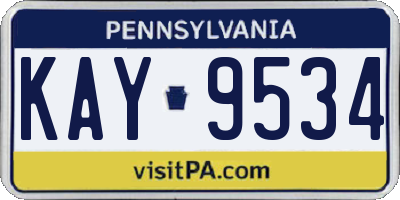 PA license plate KAY9534