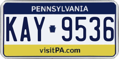 PA license plate KAY9536
