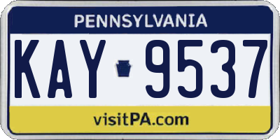 PA license plate KAY9537
