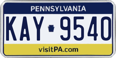 PA license plate KAY9540