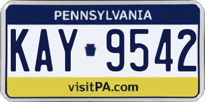 PA license plate KAY9542