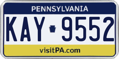 PA license plate KAY9552