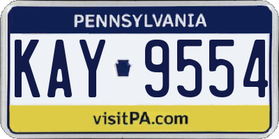 PA license plate KAY9554