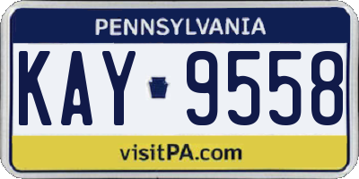 PA license plate KAY9558