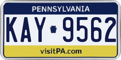 PA license plate KAY9562