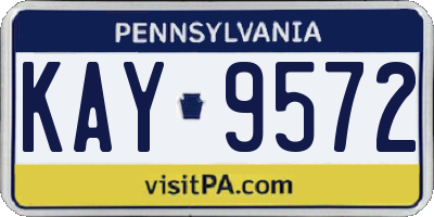 PA license plate KAY9572
