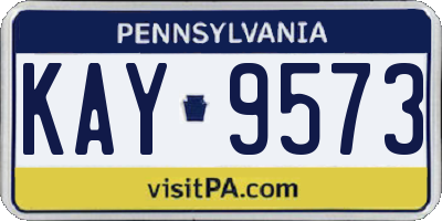PA license plate KAY9573
