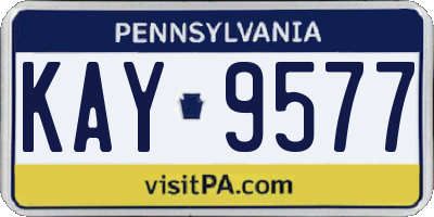 PA license plate KAY9577
