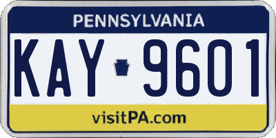 PA license plate KAY9601