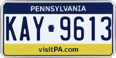 PA license plate KAY9613