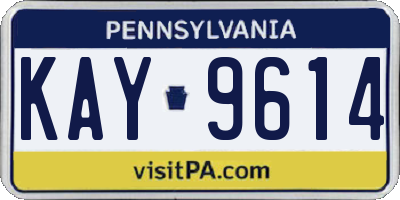 PA license plate KAY9614