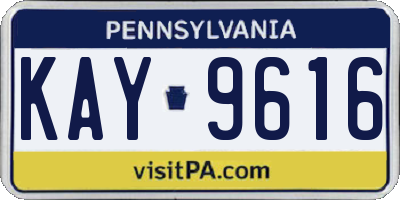 PA license plate KAY9616