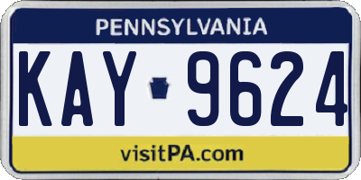 PA license plate KAY9624