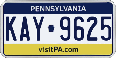 PA license plate KAY9625