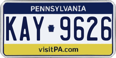 PA license plate KAY9626
