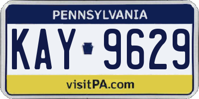 PA license plate KAY9629