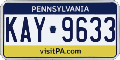 PA license plate KAY9633