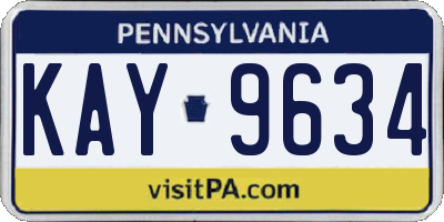 PA license plate KAY9634