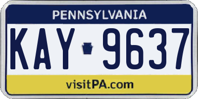 PA license plate KAY9637