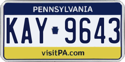 PA license plate KAY9643