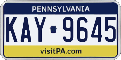 PA license plate KAY9645