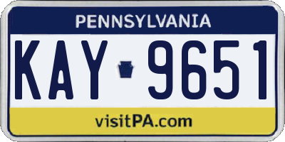 PA license plate KAY9651