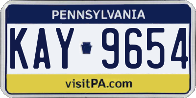 PA license plate KAY9654